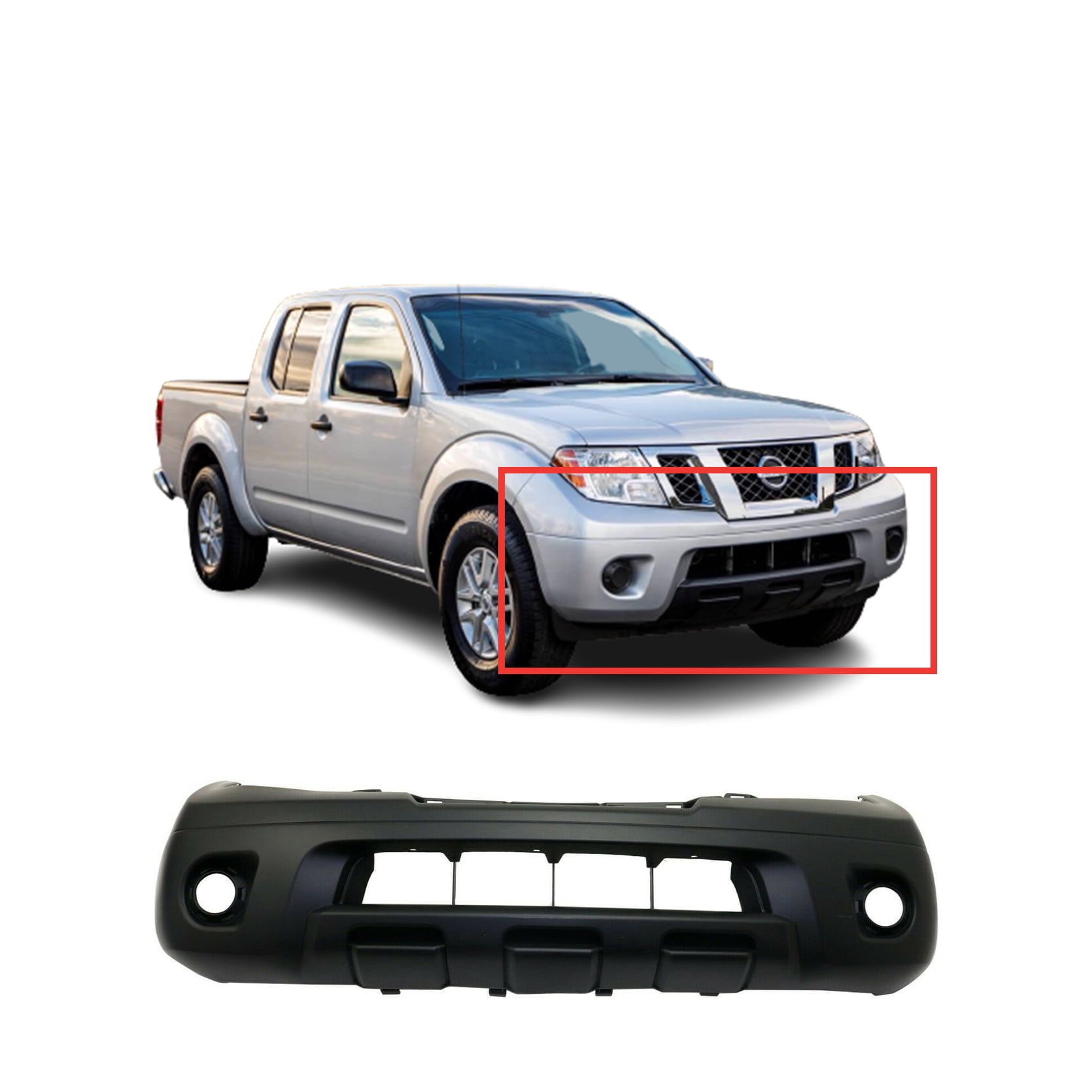 BumperHub Primed Front Bumper Cover For 2009-2019 Nissan Frontier - Crew Cab Models, NI1000263 / 62022ZL00B