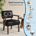 thumbnail image 7 of COZONY Mid-Century Modern Dining Chair, PU Leather Armchair with Pull buckle and Wooden Frame, Wide Padded Seat for Living Room, Dining,Black, 7 of 7