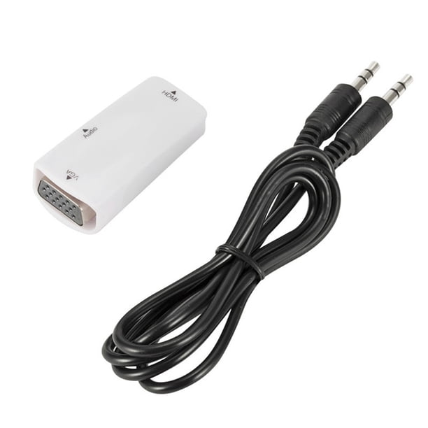 HDMI-Compatible con el adaptador VGA con la salida de audio Proyector de la computadora 1080p Convertidor de señales de video Convertidor de DVD Accesorios de conector de DVD Blanco blanco-femenino Scienceny EL005768-03