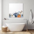 thumbnail image 5 of Wall Art Prints, Thanksgiving Fall Framed Canvas Prints for Bedroom Living Room Bathroom Office, Blue White Orange Pumpkin Leaves Gallery Wrap Wall Art Poster for Gifts Home Decor 20"x20", 5 of 9