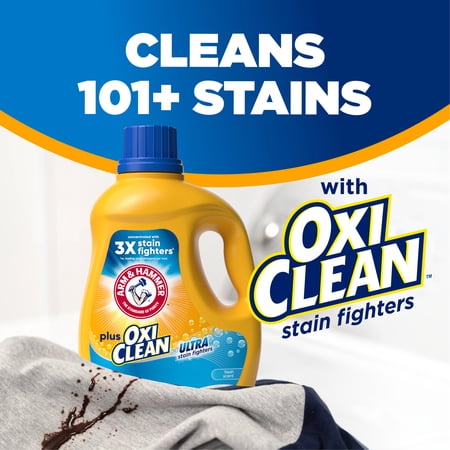 ARM & HAMMER Plus OxiClean Ultra Stain Fighters Liquid Laundry Detergent, Fresh Scent, 32.5 Fl Oz