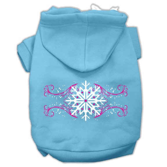 Christmas Pet Dog Cat Hoodie Screen Printed, "Pink Snowflake Swirls"