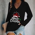 thumbnail image 1 of DPTALR T-shirt Décontracté à Col en V de Noël Imprimé à Manches Longues pour Femmes, 1 of 4