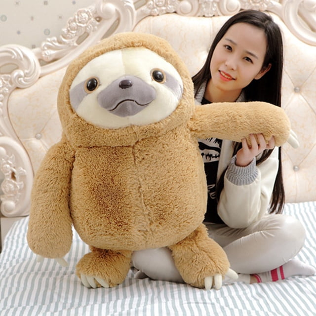 Haga clic en la imagen para abrir la vista ampliada Juguete de peluche de perezoso esponjoso, juguete de perezoso de peluche grande para niños Regalos de cumpleaños (15.7 pulgadas, marrón) Sincero Hogar