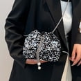 thumbnail image 2 of Bucket Bags for Women Shiny Sequin Bags with Mrtal Chain Strap & Drawstring Glitter Shoulder Bags for Women Party Evening Purse (Silver One Size), 2 of 8