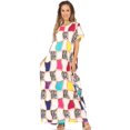 thumbnail image 5 of Sakkas Abeni Women's Short Sleeve Casual Print Long Maxi Cover-up Caftan Dress - Print6 - One Size, 5 of 5
