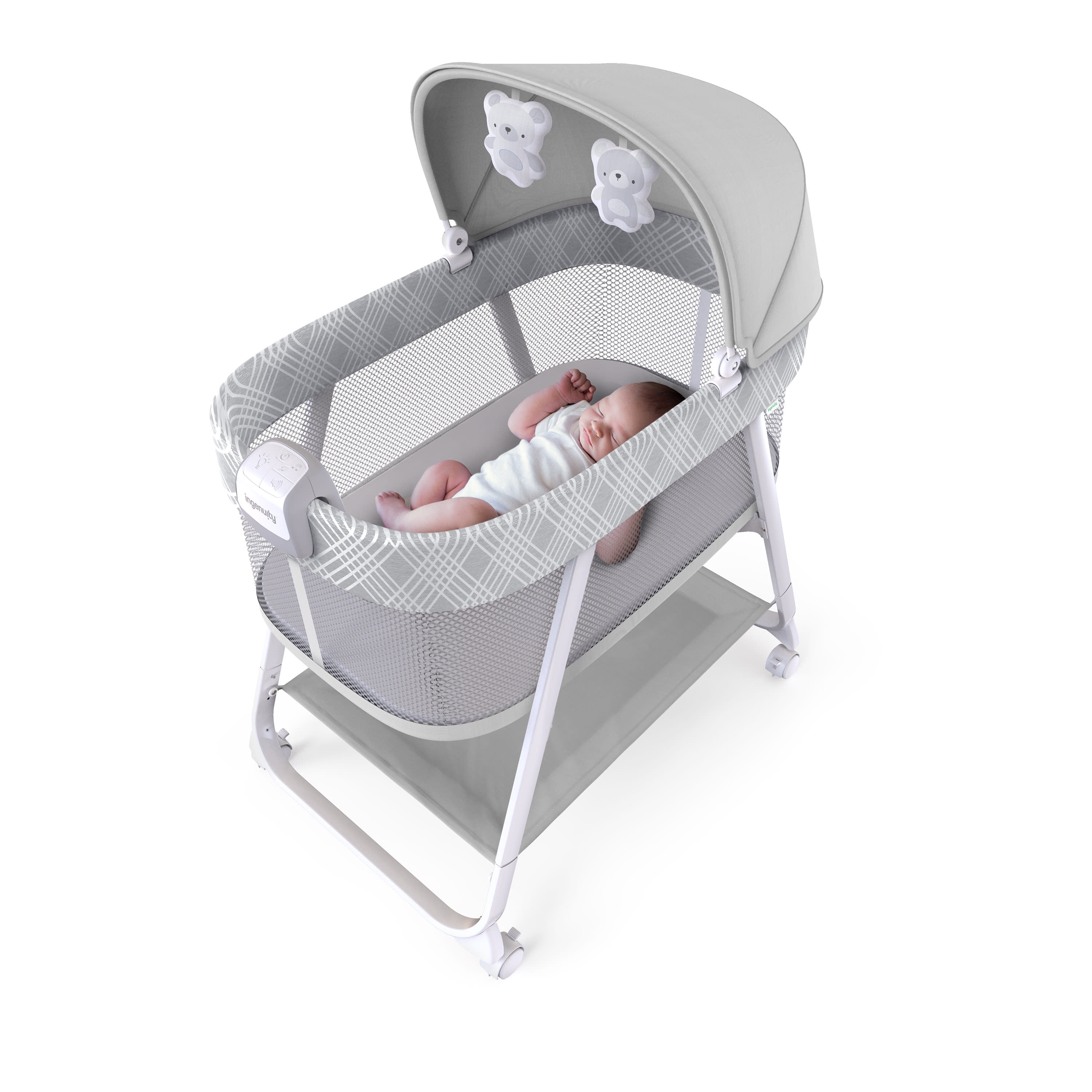 Ingenuity Lullanight Soothing Vibrations Bassinet for Baby with Locking Wheels & Night Light Gem Newborn to 5 Months 