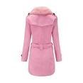 thumbnail image 4 of Womens Winter Lapel Wool Coat Trench Jacket Long Sleeve Overcoat Outwear, 4 of 9
