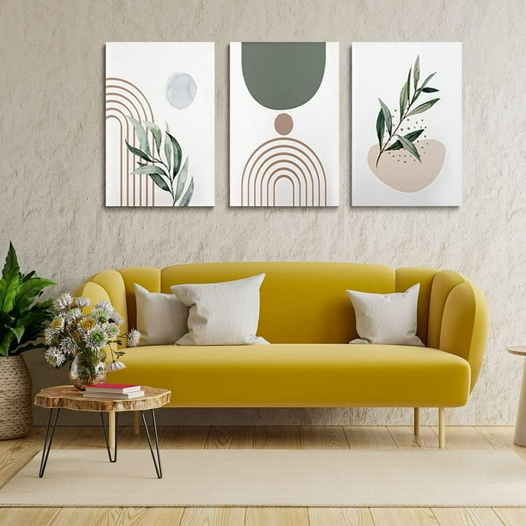 Set of 3 Sage Green Wall Prints Boho Wall Art Mid Century