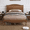 Light Walnut, variant on Full Size Bed Frame, Vintage Platform Bed with Arched Headboard and Footboard, Solid Wood Frame with Under-Bed Storage, No Box Spring Needed for Bedroom, Black