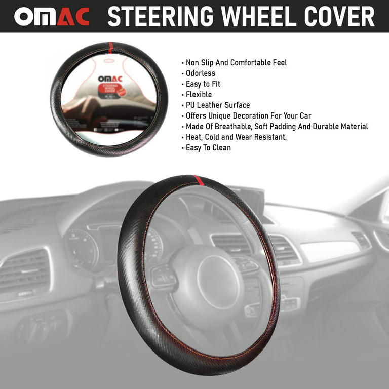 Steering Wheel Cover for Audi Red Stripe Breathable Car Anti-Slip Leather  15 