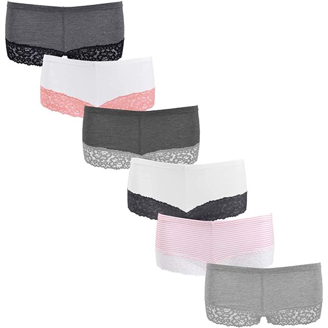 Boy Shorts Underwear for Women, Cotton Women's Panties Lace Boyshort