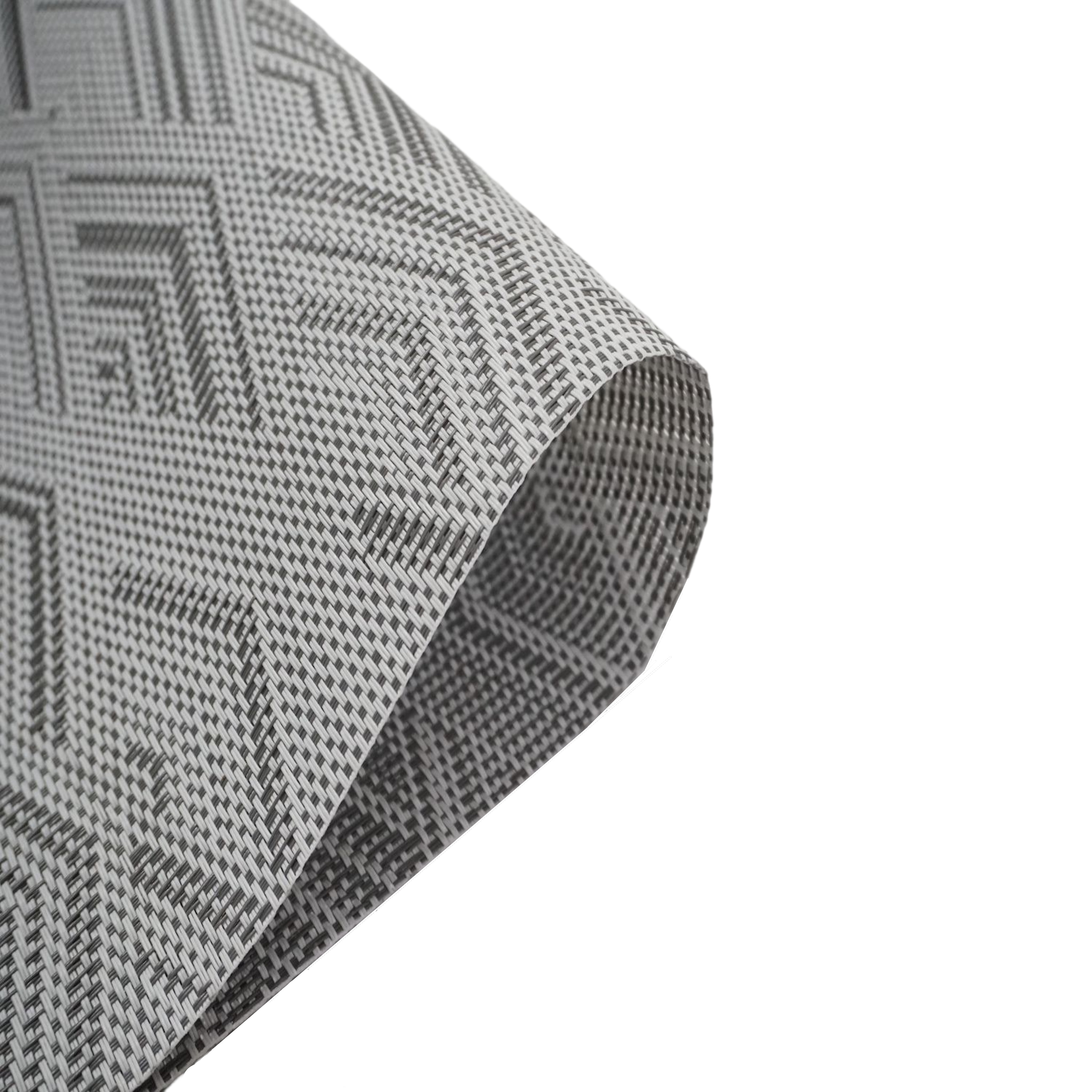 Diamond Woven Vinyl Placemats With Diamond Woven Design Reversible 13 x 19 Rectangular Placemat Set of 6 in Silver