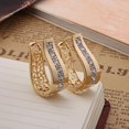 thumbnail image 2 of 18K Gold Plated 2 in 1 With Crystal Diamonds Filigree Hoop Earrings for Woman Special Occasion Everyday or Professional Wear, 2 of 2