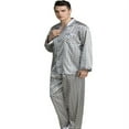 thumbnail image 2 of Mens Satin Pajamas Set Casual Sleepwear Loungewear Home Service Two-Piece Set L~3XL Plus, 2 of 5