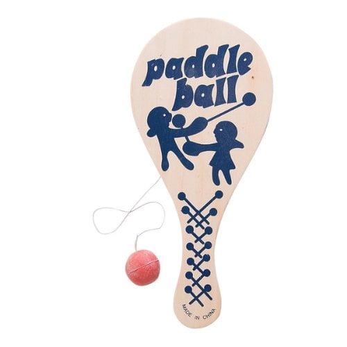 11" Wood Paddle Ball Game Wooden w/ Rubber Ball & Catch Hole Classic Retro Toy 
