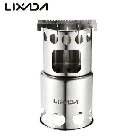 Lixada Portable Stainless Steel Lightweight Wood Stove Outdoor Cooking Picnic Camping