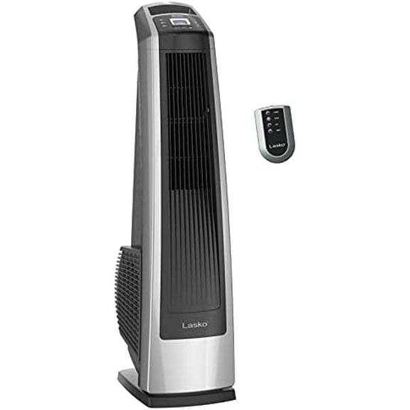 Lasko High Velocity Oscillating Tower Fan for Bedroom, Garage, Basement, and Gym with Remote Control, Timer, 3 Powerful Speeds, 35" Silver/Black, U35115 : Home & Kitchen