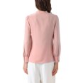 thumbnail image 3 of INSPIRE CHIC Women's Bow Tie Neck Tops Elegant Long Sleeve Business Work Office Blouse XS Orange Pink, 3 of 5