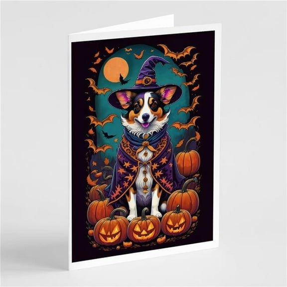 5 x 7 in. Unisex Corgi Witchy Halloween Greeting Cards & Envelopes - Pack of 8