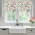 thumbnail image 5 of Spring Flower Tie Up Curtain 63 Inches Long, Pomegranate Leaf Pastoral Flowers Vintage Balloon Style Kitchen Window Curtain Over Sink, Small Window Rod Pocket Curtain 42"x63", 5 of 9