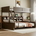 thumbnail image 3 of Harper & Bright Designs Twin XL over Queen Bunk Bed with Storage Shelves, Solid Wood Bedframe with Cabinets & USB Ports, Wood, 3 of 13
