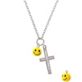 thumbnail image 2 of Delight Jewelry Resin Small 3-D Happy Face Be Strong and Courageous Engraved Cross Zoey Necklace, 28", 2 of 4