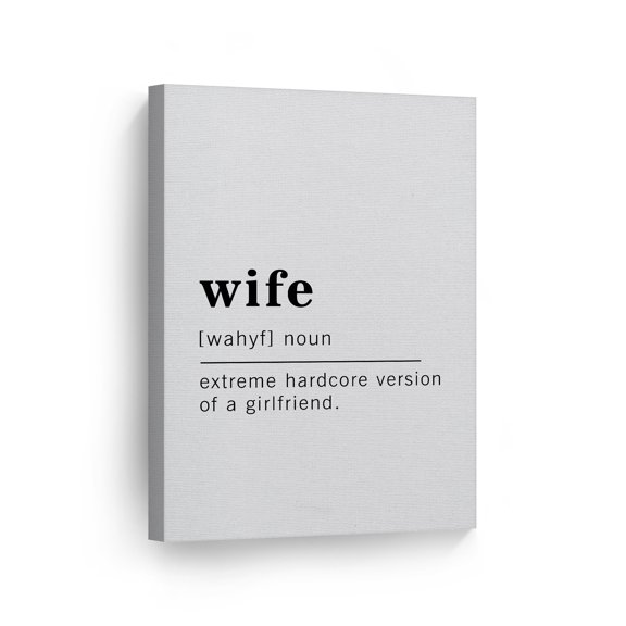 Smile Art Design Funny Noun Dictionary Definition of Wife Canvas Print Inspirational Quote Sign Office Living Room Bedroom Bathroom Wall Decor Wall Art Home Decor Made in USA 40x30