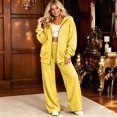thumbnail image 6 of Szluipve 2 Piece Sets for Women Zip‑Up Hoodie 2 Piece Loungewear Set Drawstring Full Zip Hooded Jacket & Elastic Waist Wide Leg Pants Casual Tracksuit Outfit with Pockets Yellow M, 6 of 7
