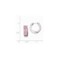 thumbnail image 2 of Sterling Silver Pink Preciosa Crystal Small Hinged Hoop Earrings - Measures 15x15mm Wide 5mm Thick, 2 of 2