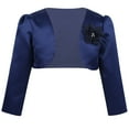 thumbnail image 1 of YONGHS Kids Girls Long Sleeve 3D Flower Bolero Shrug Wedding Dress Cover Up Cropped Cardigan Jacket Navy Blue 3-4, 1 of 7