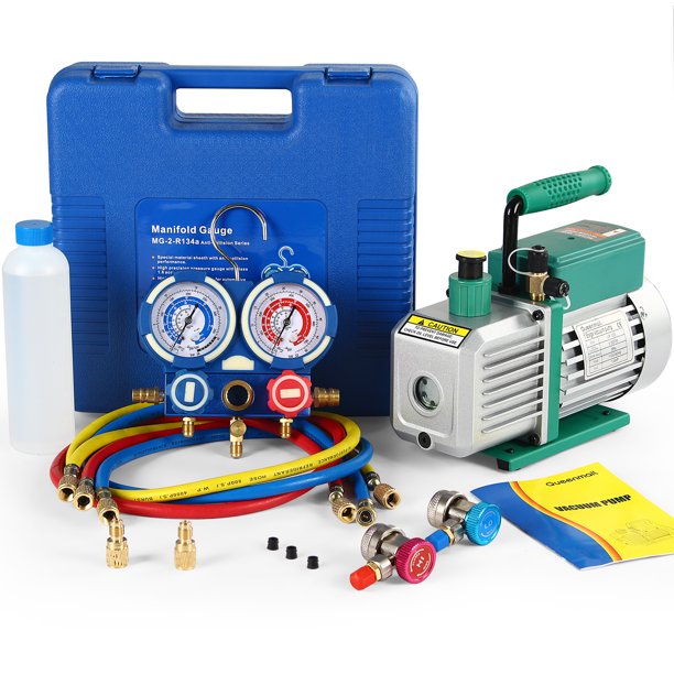 QUEENMAIL Vacuum Pump 3.5CFM 1/4HP Air Vacuum Pump HVAC A/C Air