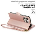 thumbnail image 3 of Feishell Wallet Case for iPhone 12 Pro / 12 6.1", Premium PU Leather Magnetic Closure Flip Kickstand Folio Case with RFID Blocking Credit Card Slots Shockproof Phone Cover with Wrist Strap,Rosegold, 3 of 7