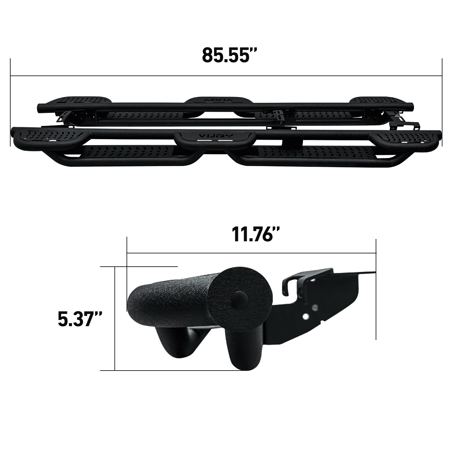 Vijay Running Boards Compatible with 2020-2021-2022-2023-2024-2024-2025-2026 Jeep Gladiator JT Crew Cab 4-Door Bolt-on A Pair Side Steps Rails Steel Nerf Bars