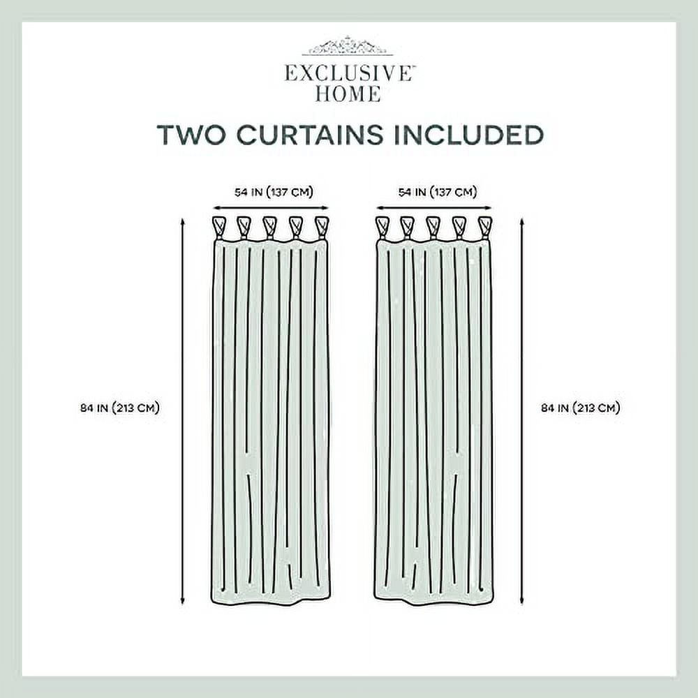 Exclusive Home Curtains Loha Linen Braided Tab Top Curtain Panel Pair, 54x108, Natural