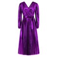 thumbnail image 6 of IROINNID Maxi Dress for Women V Neck Long Sleeve Solid Color Party Evening Dresses Reduced,Purple, 6 of 9