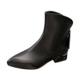 thumbnail image 2 of Botas de cuero con cremallera en la parte posterior y tacones bajos en punta para mujer a la moda de otoño Wmkox8yii shkj539, 2 of 9