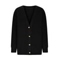 thumbnail image 4 of Idoravan Cardigans for Women Plus Sizes Women's Fashionable Loose Fitting Long Sleeved Button Knitted Cardigan Black, 4 of 9