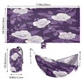 thumbnail image 3 of Portable Camping Hammock 300lb Capacity Single Travel Hammock Foldable Design for Backpacking, Hiking, Travel Purple and White Floral Pattern, 3 of 8