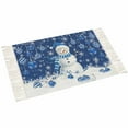 thumbnail image 5 of Navy Blue Christmas Bathroom Rug 2x3 Front Door Mat with Tassel Cotton Woven Throw Area Rug Washable Small Entry Rugs Snowman Xmas Snowflake Ball Winter Low Profile Carpet for Kitchen Laundry Room, 5 of 5