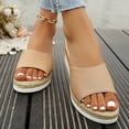thumbnail image 4 of Dakaela Slip on Wedge Sandals for Women Open Toe Platform Slides Espadrilles 2.16 Inch Comfortable Dressy Beach Summer Mules Shoes Khaki 8.5, 4 of 8