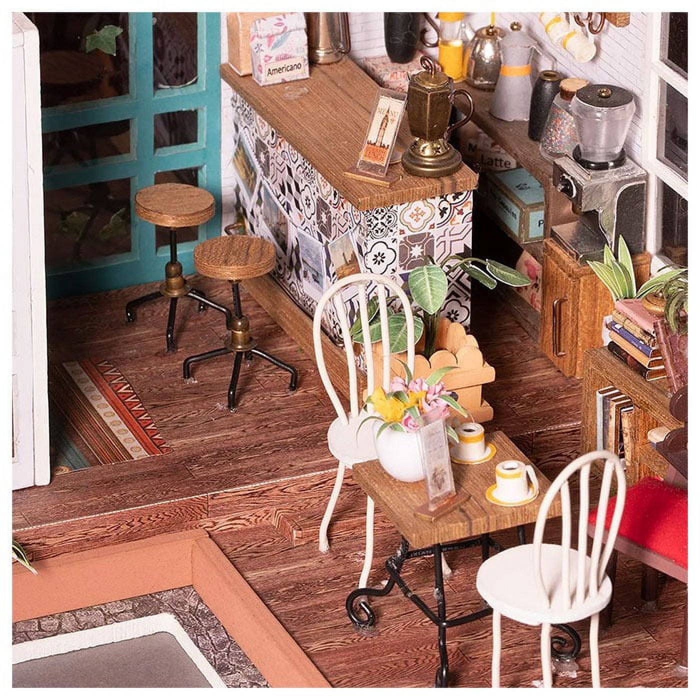 Rolife DIY Miniature Dollhouse Craft Kit For Adults - Build Simon's Coffee & Cathy's Greenhouse Model