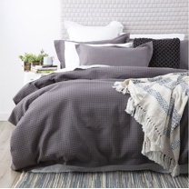 Pavish Export Cotton Waffle Duvet Cover In Gray Cotton Waffle Weave Bedding Set with 2 Pillow Shams Comforter and Quilt Duvet Cover Set King