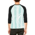 thumbnail image 2 of Summer Sacred Geometry Teal Stripes Mens Raglan T Shirt, 2 of 2
