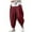 Red, variant on Conairie Harem Pants Men Casual Solid Color Drawstring Drop Crotch Cotton Linen Pants 2025 Fashion Loose Elastic Waist Lounge Pants Green L