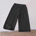 thumbnail image 2 of Girls Wide Leg Pinstripe Pants Ribbed Pants with Bow Tie Casual School Trousers Sizes 2T-10 Black,Size 0-1 T, 2 of 8