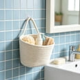 thumbnail image 4 of Fabric Wall Hanging Storage Basket- Small Hanging Basket for Organizing, Woven Pouchs Boho Style Wall Mounted Bag, Storage Organizers and Decoration Pocket Caddy Bins on Door Rack, 4 of 5