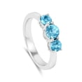 thumbnail image 2 of Natural Blue Paraiba Apatite Three Stone Ring, 2 of 11