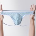 thumbnail image 4 of KHONTS Thongs for Men Soft Comfy Underwear Lace Mesh Breathable Briefs Blue M, 4 of 5