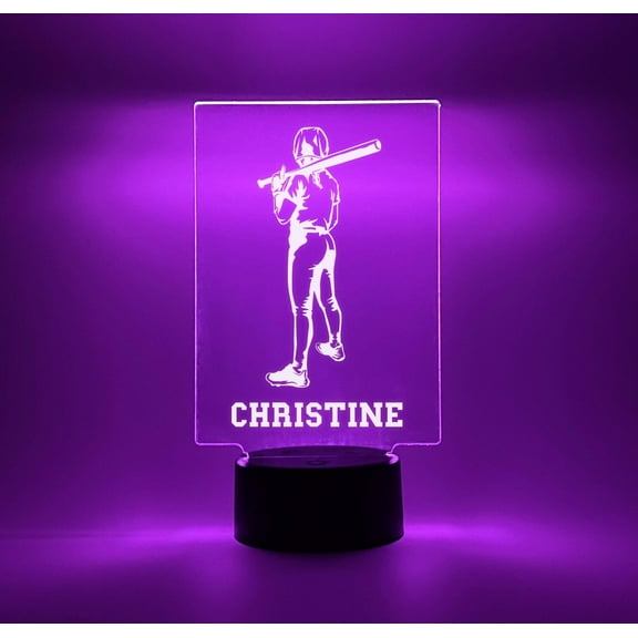 Softball Player Fan Team Light Up, Personalized, 16 Colors LED Room Ball Sports Night Light Lamp FREE Engraving, Remote Control, Themed Gift